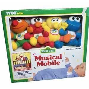 Tyco Baby Sesame Street Musical Crib Mobile Big Bird Elmo Ernie Vintage 1997 New